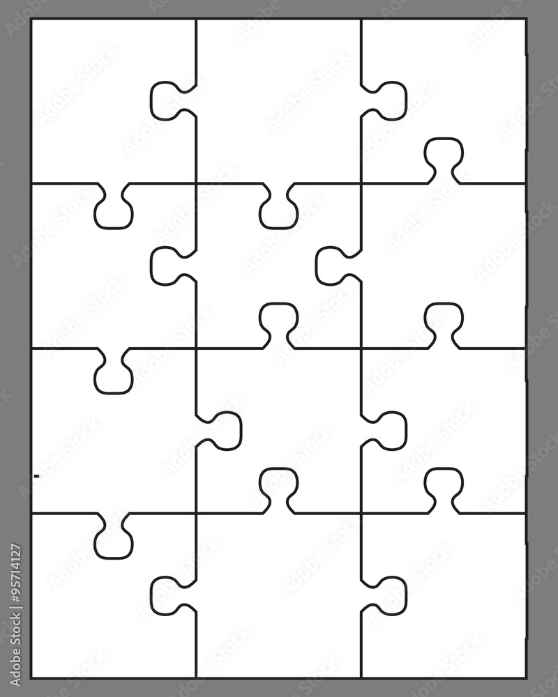 Fototapeta premium Vector illustration of white puzzle, separate parts