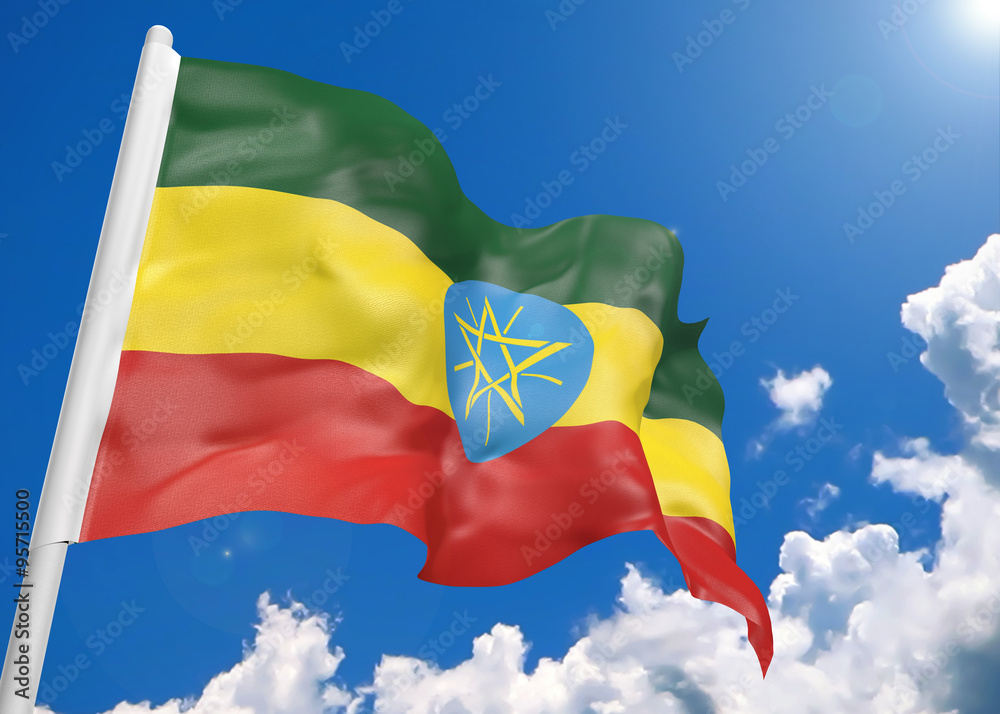 3D realistic waving flag of Ethiopia 3D realistic waving flag of Ethiopia