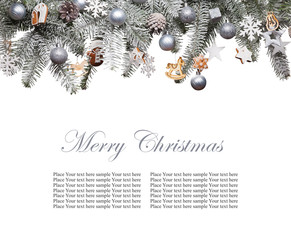 Christmas fir tree decoration on white background