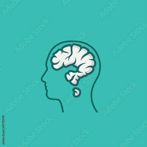 Human head with brain in shape of question mark