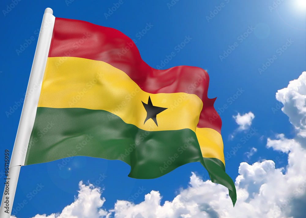 3D realistic waving flag of Ghana 3D realistic waving flag of Ghana