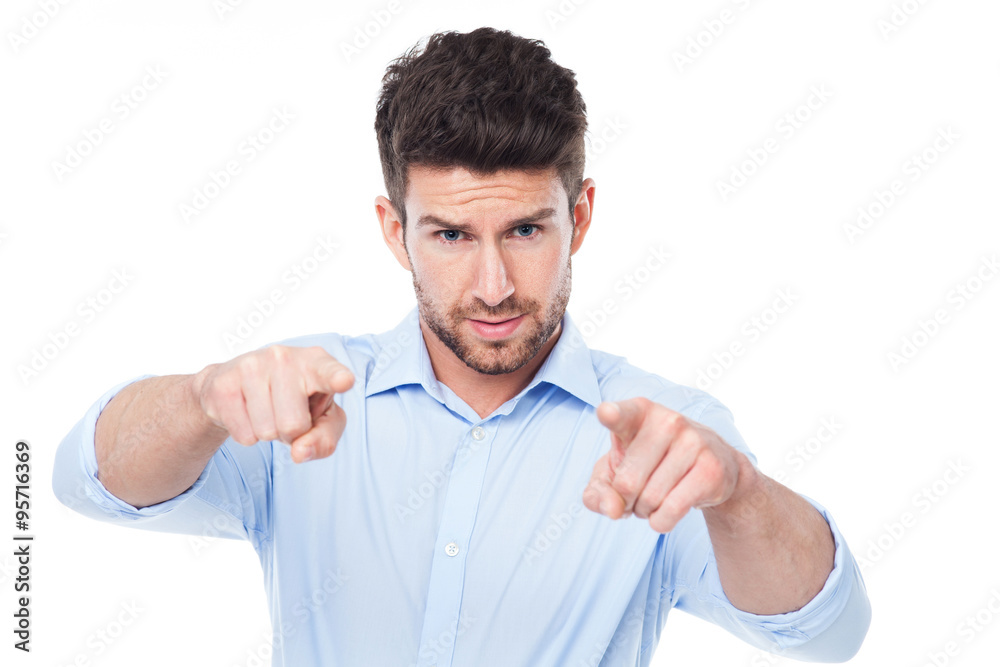 Young man pointing Young man pointing