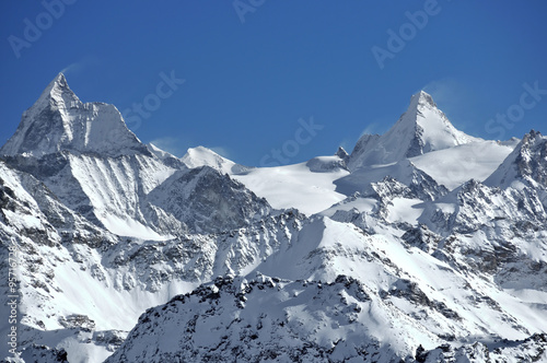 Matterhorn and Dent d'Herens in the southern Swiss Alps