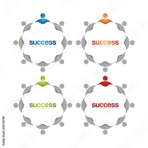 Team Work for Success Design Icon Illustration. Team people logo. Concept of group of people meeting collaboration and great work.