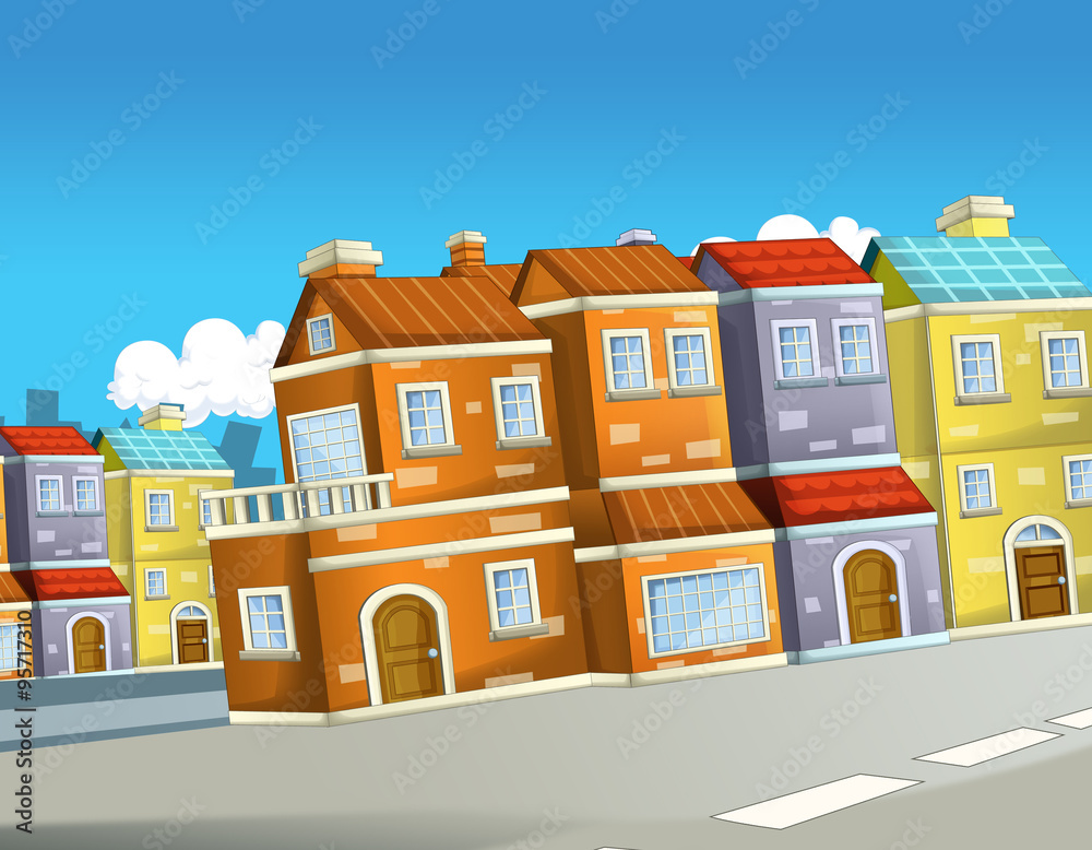 Cartoon background - city - illustration for the children