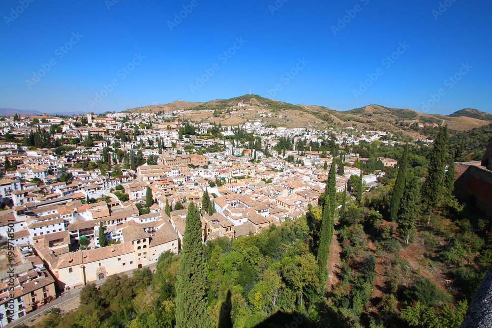 Grenade et Sacromonte vue de l'Alhambra - Espagne (Andalousie)