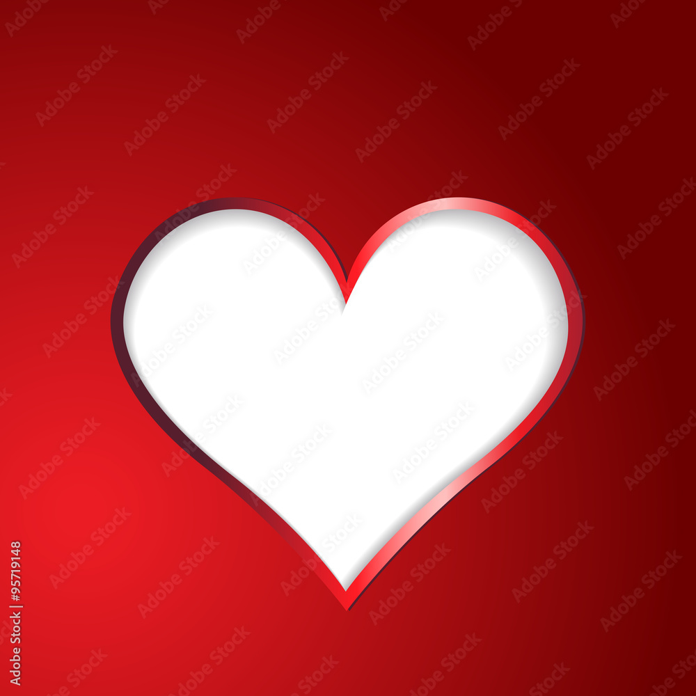 Heart on red background.