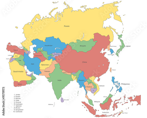 asia political map - vector