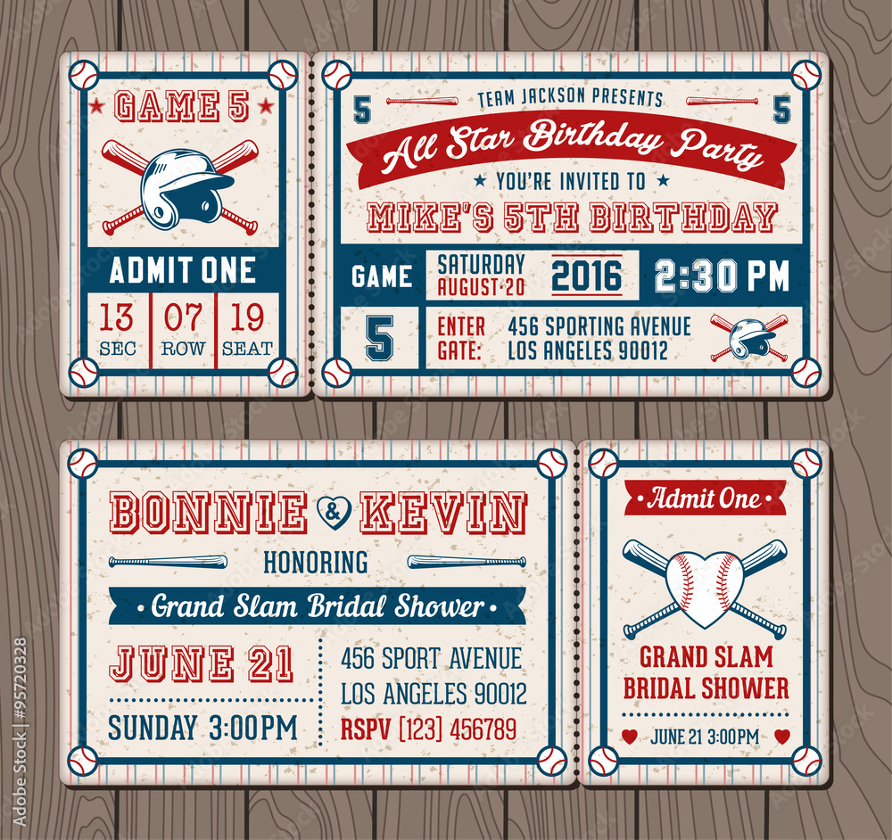 Fototapeta premium Vector Baseball Event Invites