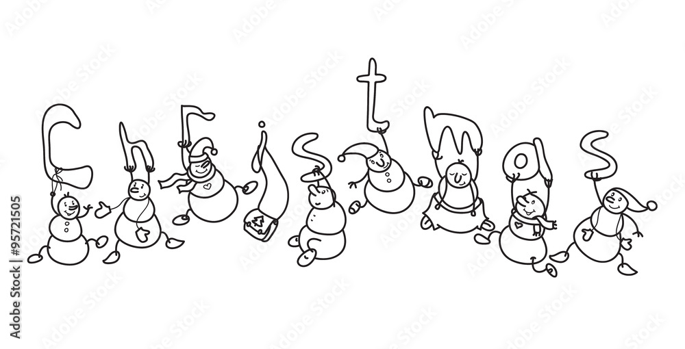 Vector funny hanging snowmen. Vector funny hanging snowmen.