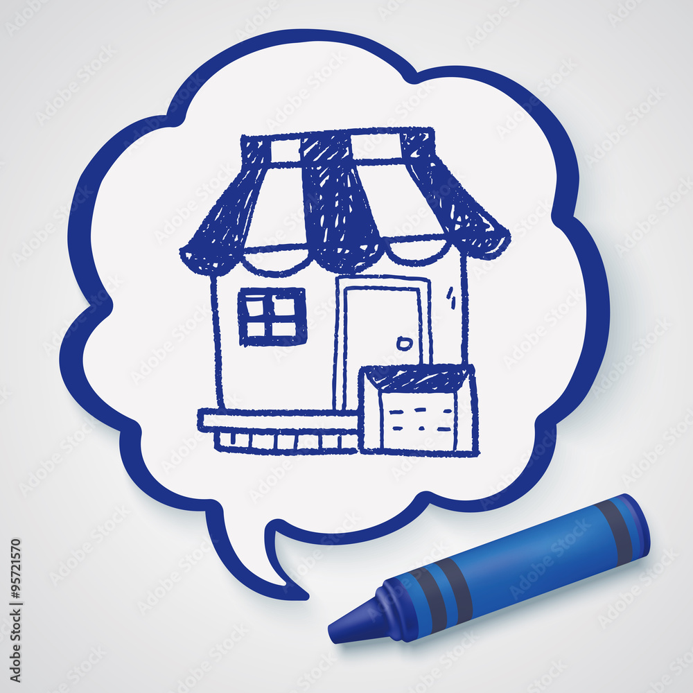 Obraz premium shop store doodle drawing