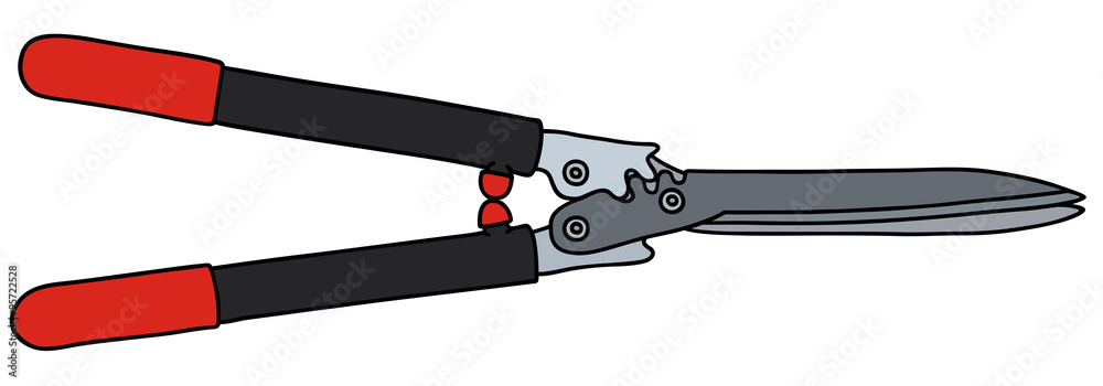 Red and black hedge shears / Hand drawing Red and black hedge shears / Hand drawing
