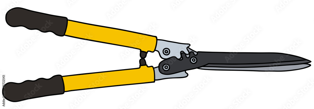 Yellow hedge shears / Hand drawing Yellow hedge shears / Hand drawing