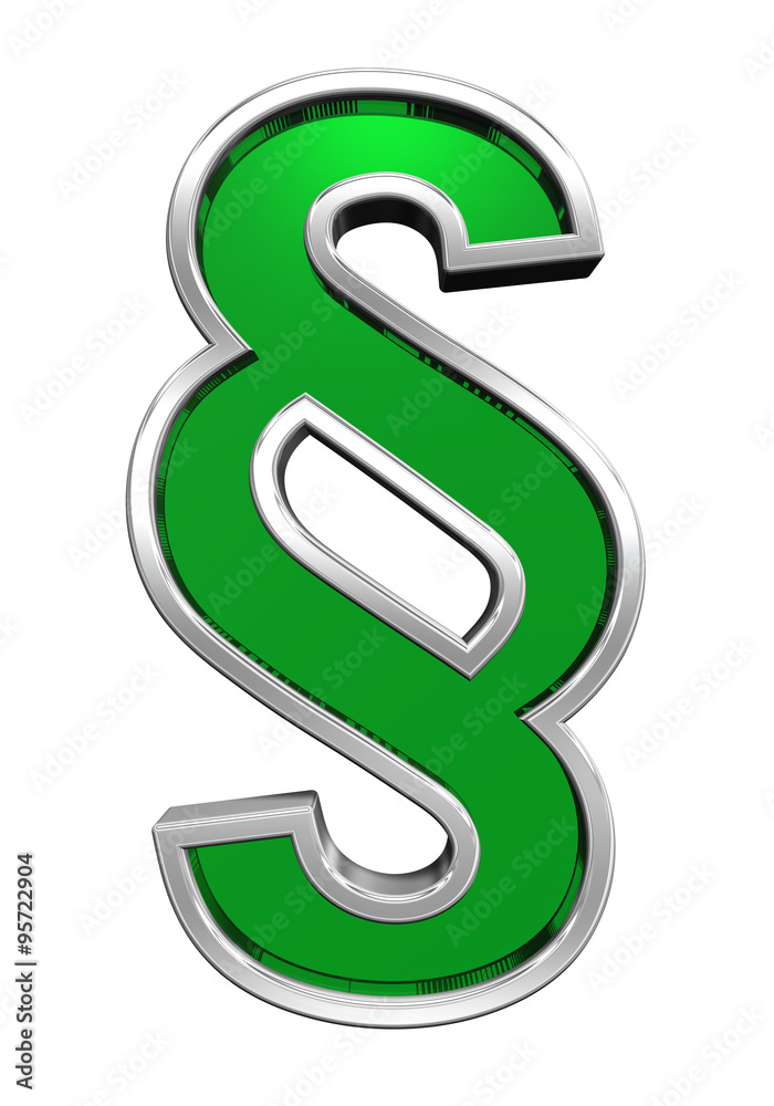 Paragraph sign from green glass with chrome frame alphabet set, isolated on white. Computer generated 3D photo rendering. Paragraph sign from green glass with chrome frame alphabet set, isolated on white. Computer generated 3D photo rendering.