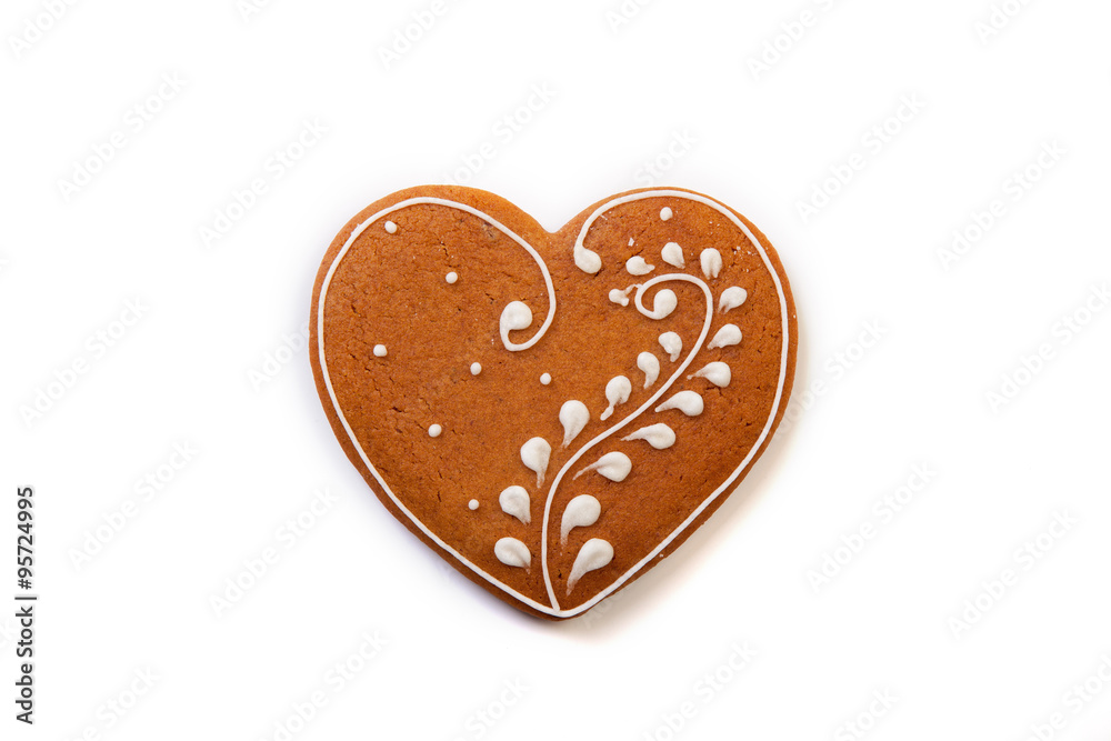 Christmas gingerbread cookies on white background. Snowflake, st Christmas gingerbread cookies on white background. Snowflake, st