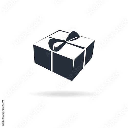 icon of box with gift or present. Icon for birthday, valentine's day or another special day. For gift shop. Vector illustration