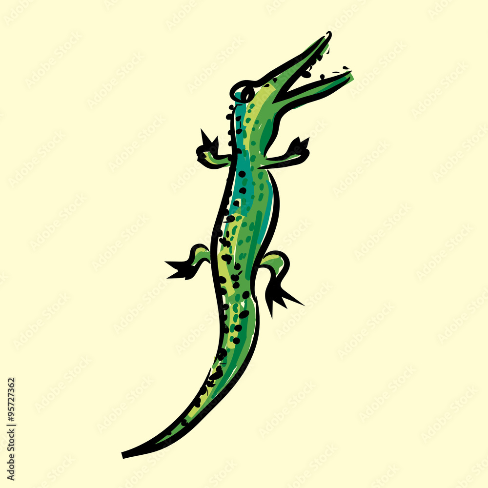 Fototapeta premium cartoon alligator picture hand drawn
