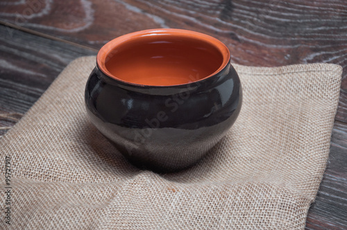 Black clay pot