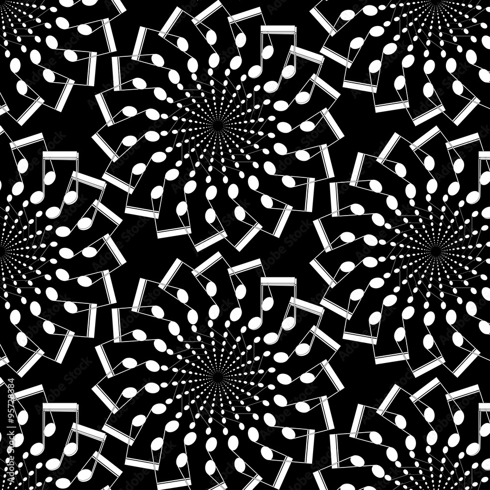 Seamless abstract vector black and white pattern with music notes Stock ...