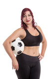 Sexy female standing and holding a ball