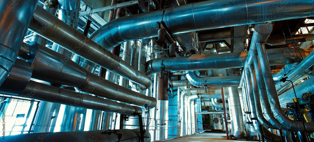 Equipment, cables and piping as found inside of a modern industr Equipment, cables and piping as found inside of a modern industr