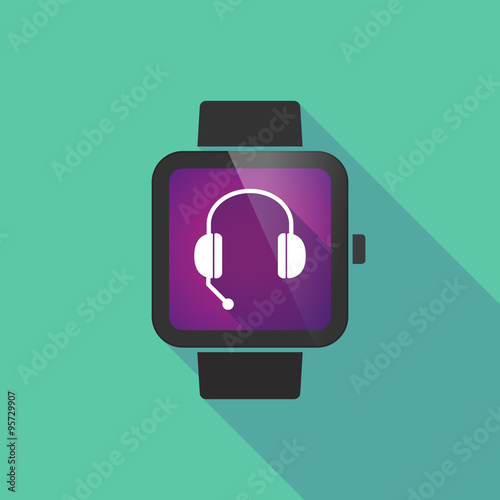 Smart watch vector icon with  a hands free phone device