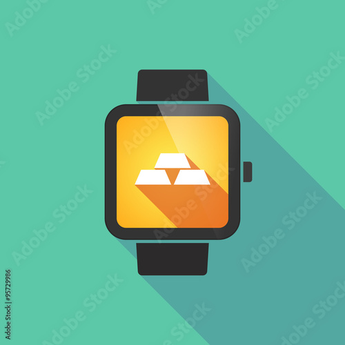 Smart watch vector icon with three gold bullions