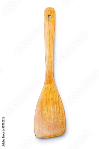 Wooden cooking shovel on white background © koosen