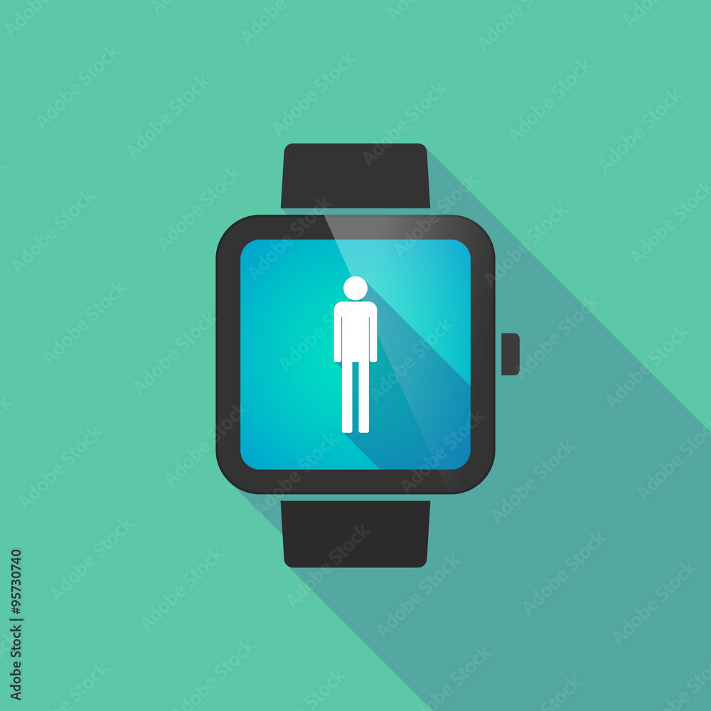 Smart watch vector icon with a male pictogram Smart watch vector icon with a male pictogram