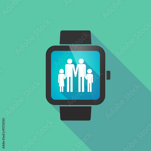 Smart watch vector icon with a gay parents  family pictogram