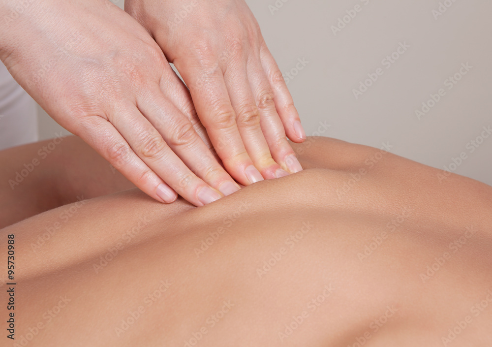 Close up of connective tissue massage on a muscle group Close up of connective tissue massage on a muscle group
