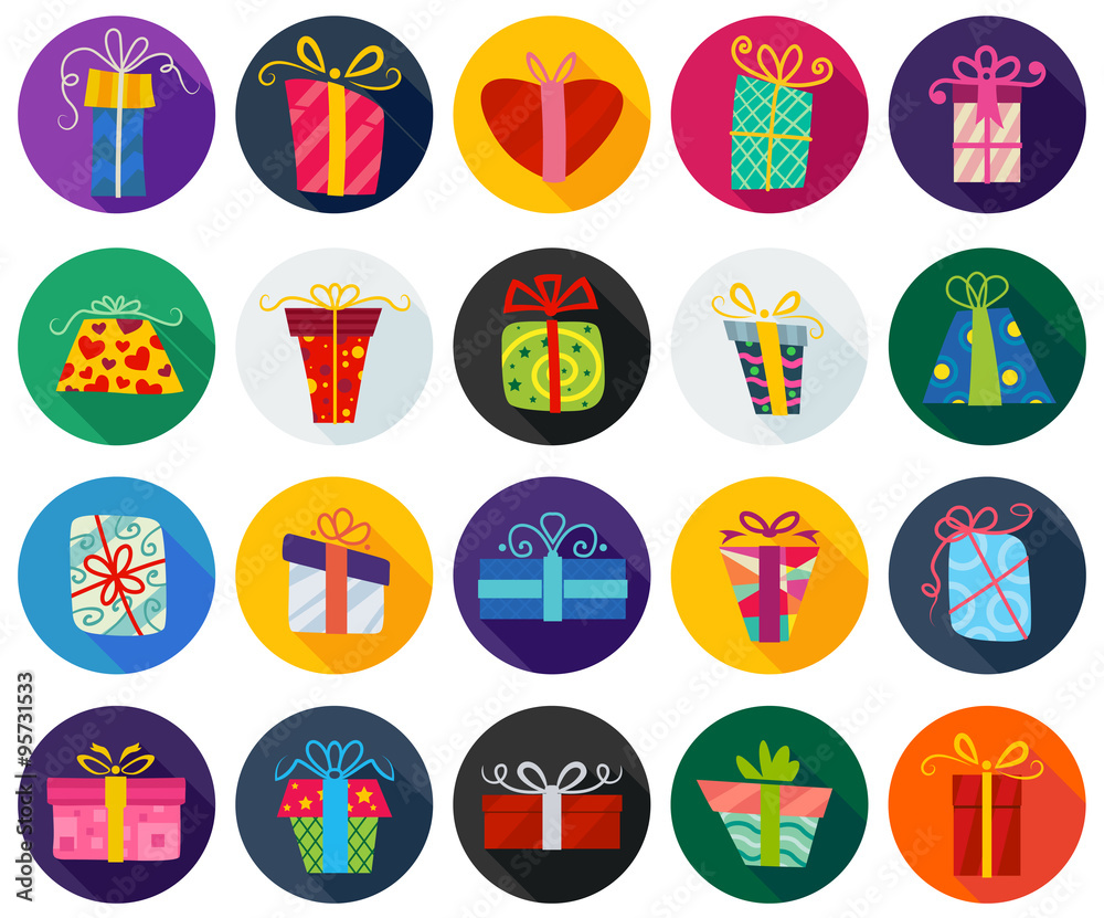 Flat Gift Box Icon Set Flat Gift Box Icon Set