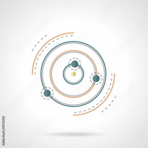 Planet and satellites abstract flat vector icon