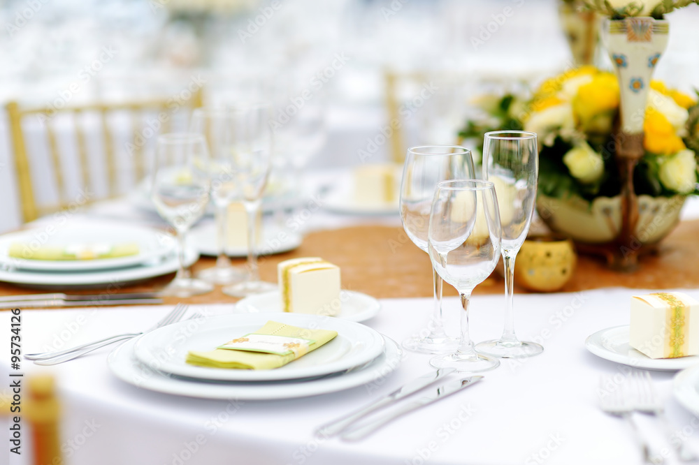 Table set for an event party or wedding reception