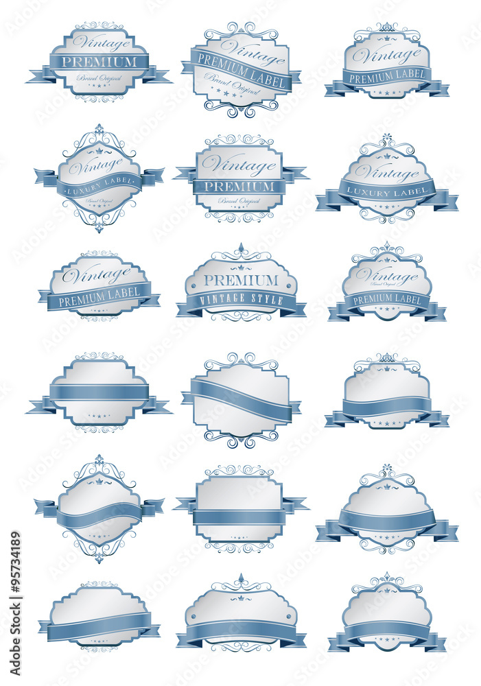 Luxury soft blue labels and blank labels template Luxury soft blue labels and blank labels template