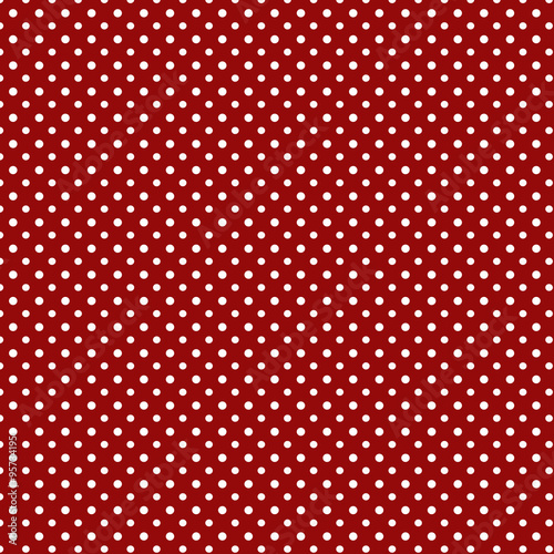 Polka dots background with white dots and red background