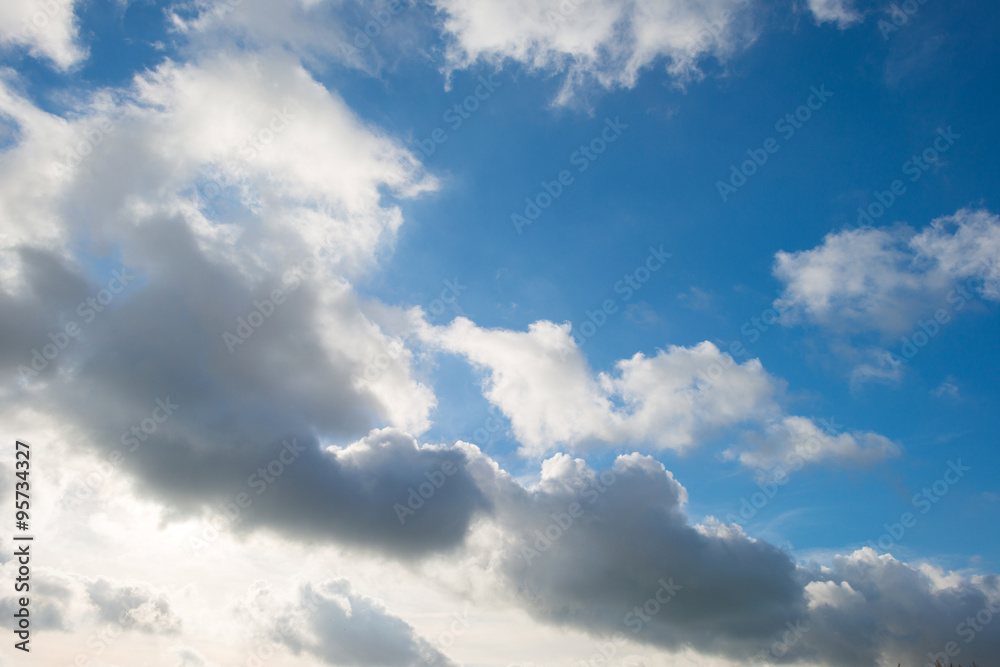 Fototapeta premium Clouds in a blue sky in autumn 