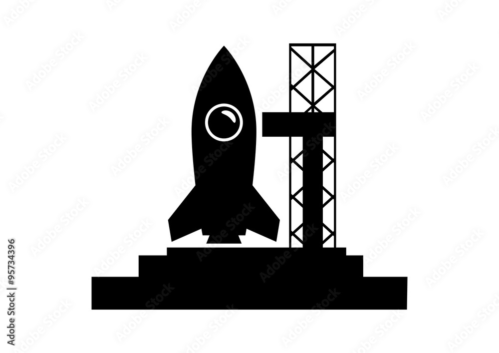 Rocket vector icon on white background