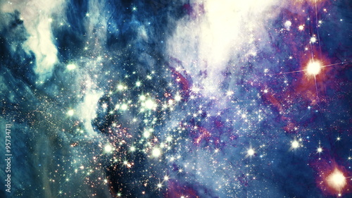 Star Warp 024: Space travel through star fields to a distant galaxy (Loop).
