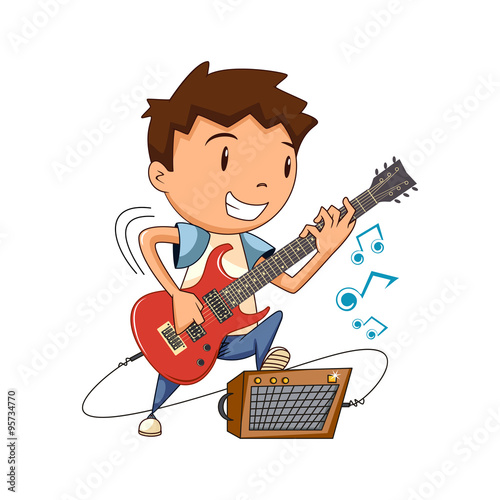 Child playing electric guitar