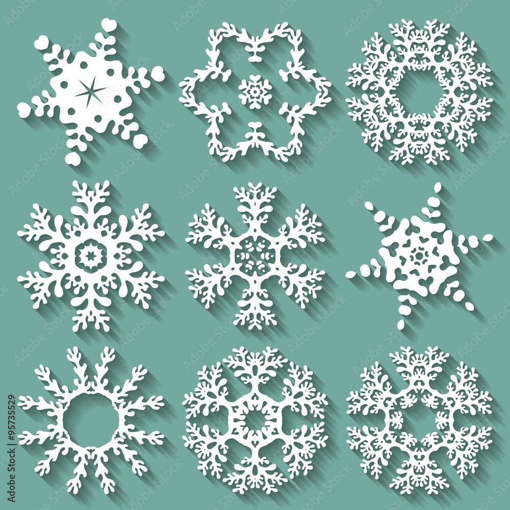 Snowflakes flat icon set collection Snowflakes flat icon set collection