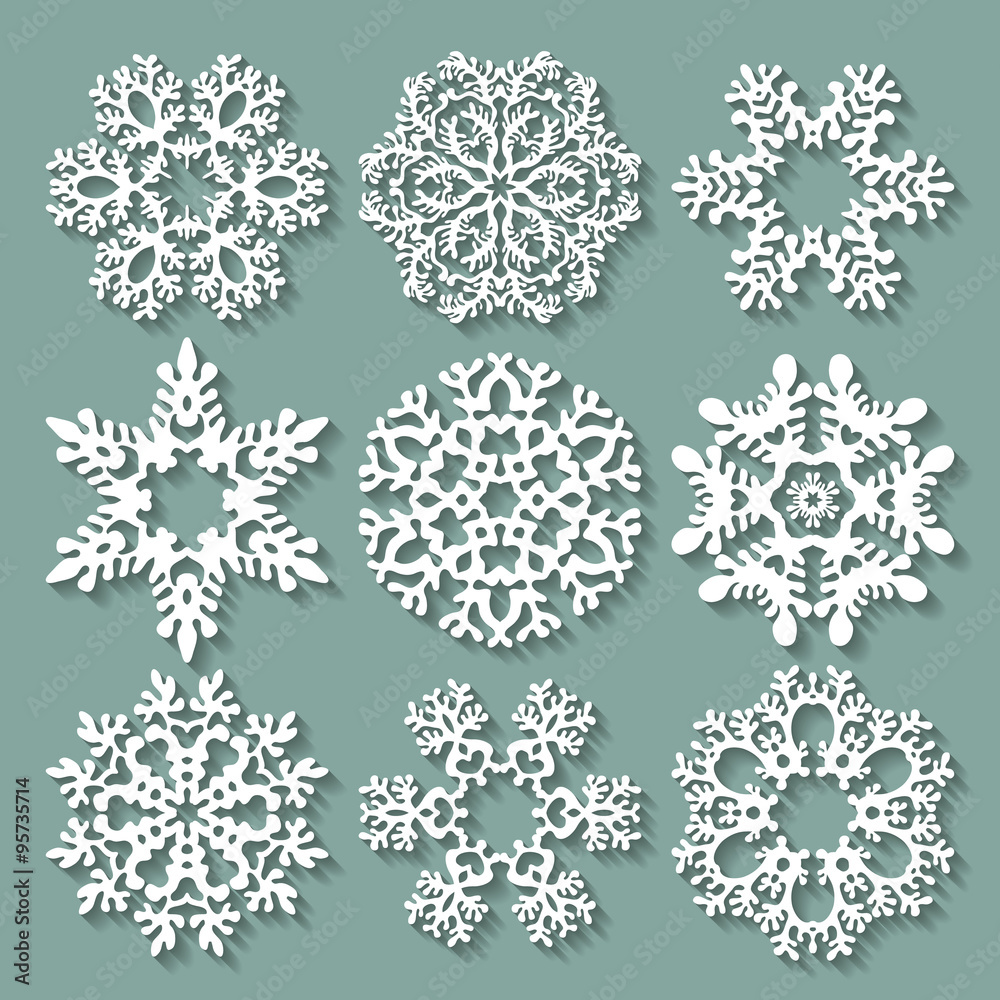 Snowflakes flat icon set collection Snowflakes flat icon set collection
