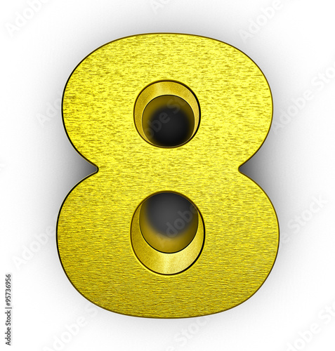 Zero number in golden 3d illustration on white background