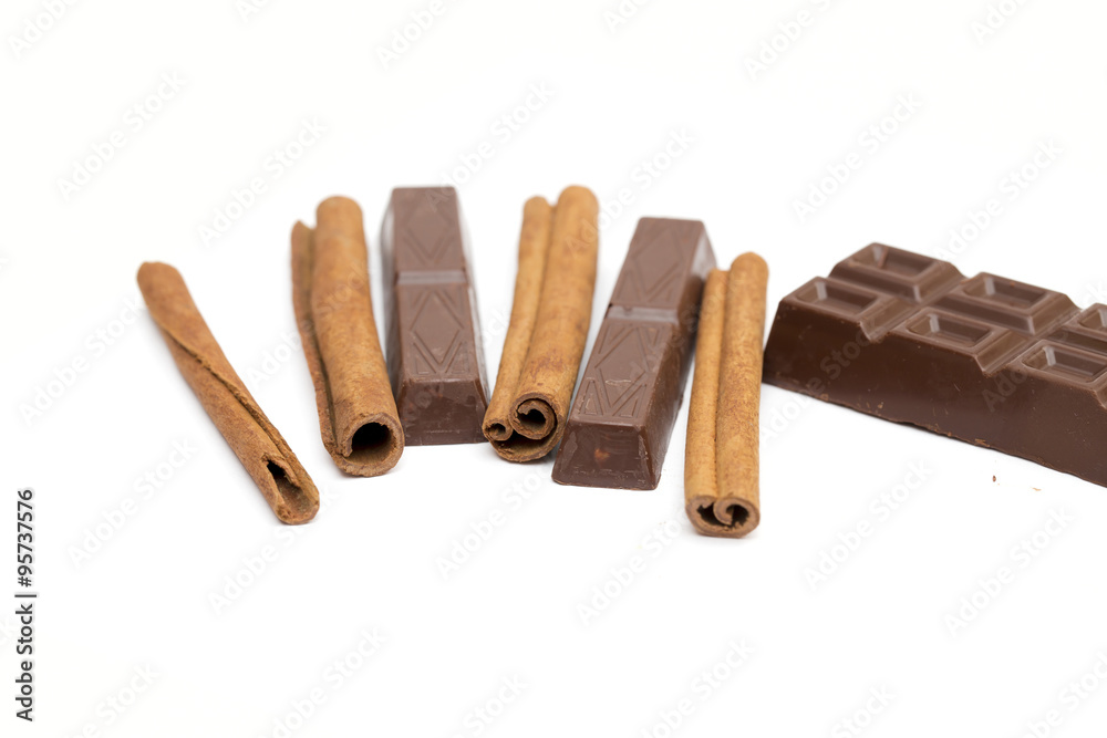 chocolate on the white background