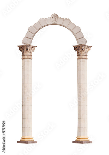 Konstfotografi Beautiful antique arch isolated on white background