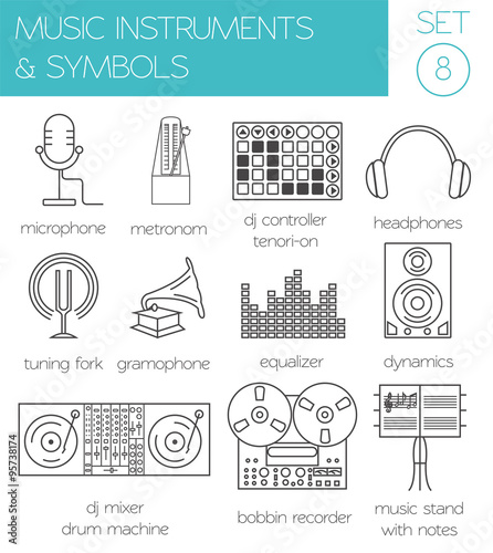Musical instruments & symbols graphic template.