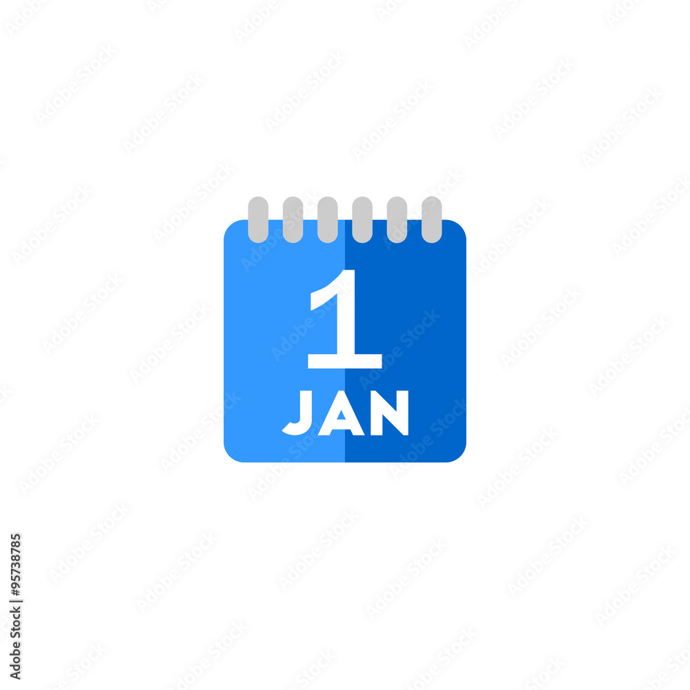 Fototapeta premium Color date calendar new year flat vector icon