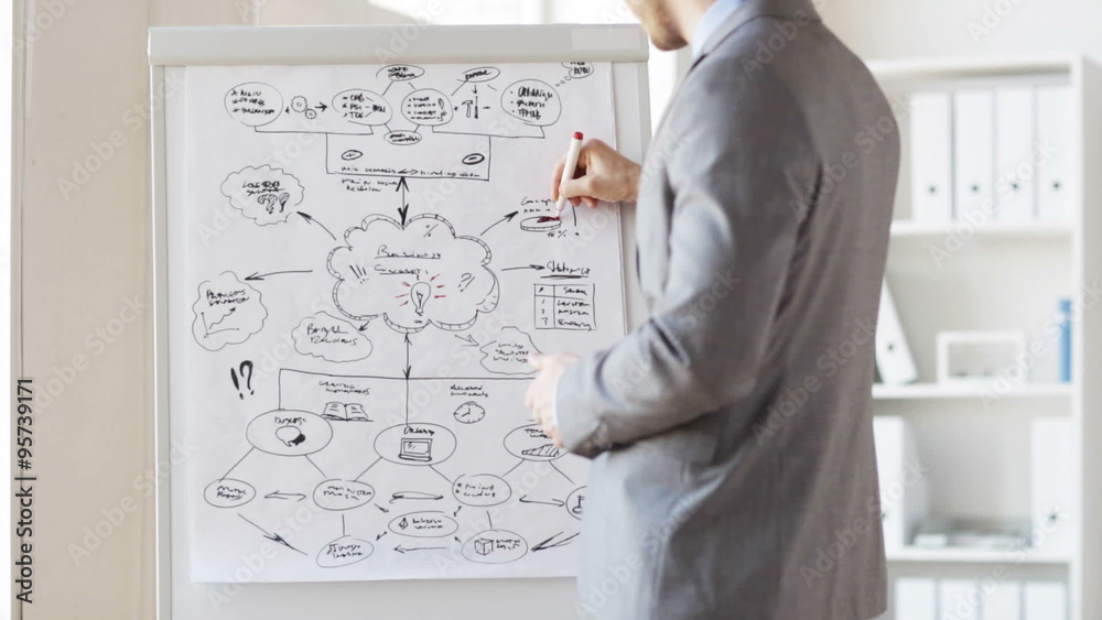 close up of man drawing business scheme at office