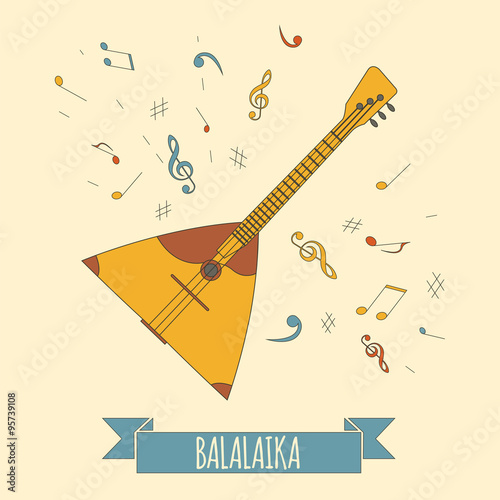 Musical instruments graphic template. Balalaika.