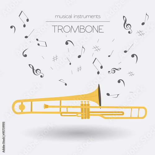 Musical instruments graphic template. Trombone